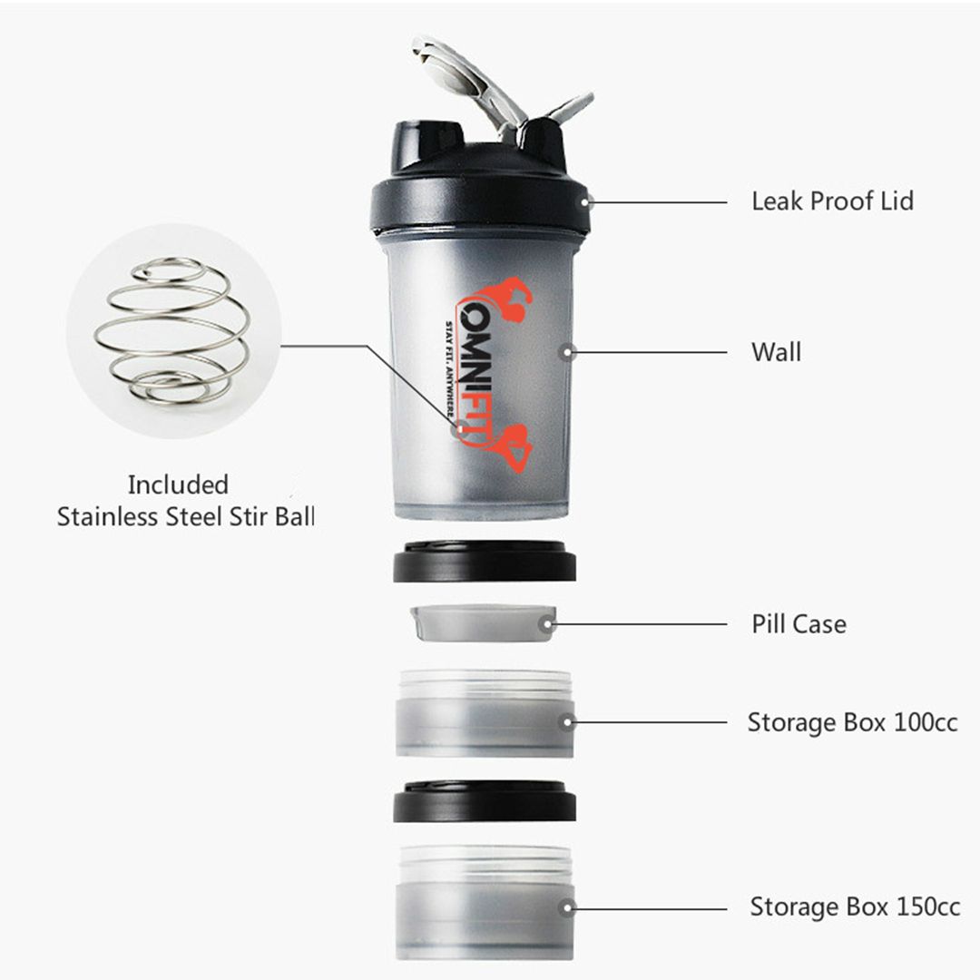 500ml Protein Shaker Cups Shake Cup with Storage with Pill Tray